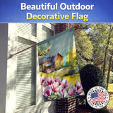 Caroline's Treasures Louisiana Magnolias in Watercolor House Flag Large Porch Sleeve Pole Decorative Outside Yard Banner Artwork Wall Hanging, Polyester, House Size, Multicolor