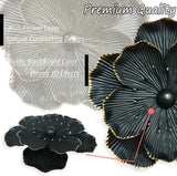 Metal Flower Wall Art Decor, 9" Rustic Modern Floral Sculpture, Distressed Iron Wall Hanging Home Decoration Accent Artworks for Indoor Kitchen Bedroom Living Office Outdoor Garden Patio (35C-Black)