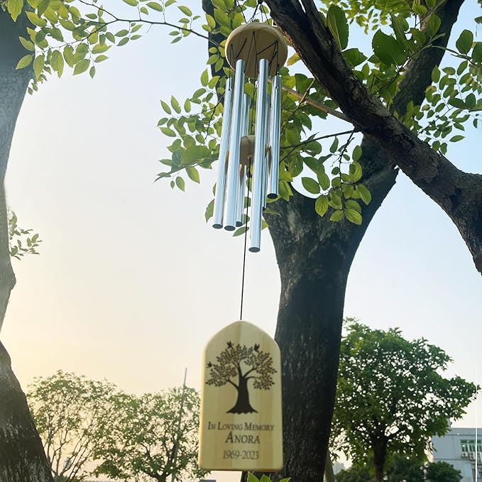 Memorial Wind Chimes - Personalized Sympathy Gifts for Loss of Loved One - 25.6 inches