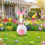 Abbylike 1 Set Easter Bunny Porch Goose Outfits Easter Yard Goose Clothes Costume with Bunny Ears Headband Fits Large 23'' Cement for Spring Outdoor Garden Yard Patio Statue Pathway Art Decorations