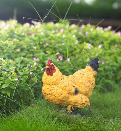 Chicken Statue Outdoor Decor,12.2''(H) Realistic Hen Garden Sculptures for Yard Lawn,Resin Animal Figurines Home Porch Patio Art Decorations