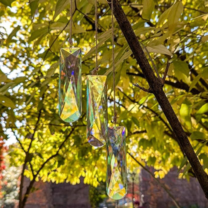Crystal Prism Suncatcher DIY, 3pc Rectangular Prism Sparkling suncatchers for Windows Hanging, Car, Garden & Home Décor