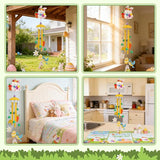 Spring Summer Wind Chimes for Outside, Bunny Floral Pattern Metal Wind Chime with Gift Box, Ideal for Porch Garden Patio Decor