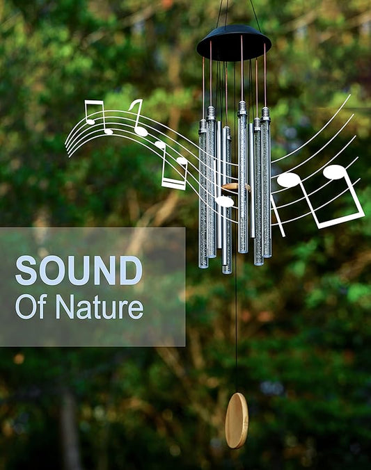 Solar Wind Chimes for Outside, DesGully 6 LED Tubes Color Changing Outdoor Clearance Unique Garden Decor Colorful Patio, Gifts for Her/Him (37" Long)