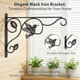 Plant Hooks for Hanging,2 Pack Outdoor Wall Hooks,Sturdy Metal Hanging Plant Hook, 12 Inch Heavy Duty Hooks for Hanging Planters,Wind Chimes,Lanterns,Bird Feeders,Garden,Home,Patio Decor,Black