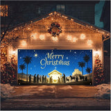 HOMETITUTE Christmas Garage Door Banner 13x6ft Nativity Scene Theme Backdrop Holiday Seasonal Decor Winter Door Cover Banners for Outside Garage Wall Covering for Party Garage Decorations