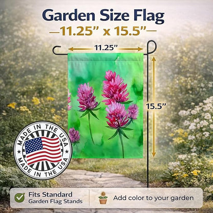 Caroline's Treasures Vermont Red Clover in Watercolor Garden Flag Mailbox Flag Decorative Yard Flag Banner Outside Patio Artwork Yard Flower Beds, Garden Size, Multicolor