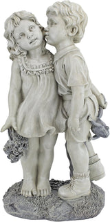 Young Sweethearts: Kissing Children Garden Statue