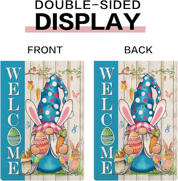 Gnome Garden Flags for Outside Set of 12, Welcome Seasonal Garden Flags 12x18 Double Sided, Gnomes Holiday Lawn Flags, Gnome Winter Spring Outdoor Garden Flag for Yard Farmhouse Decor