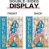 Gnome Garden Flags for Outside Set of 12, Welcome Seasonal Garden Flags 12x18 Double Sided, Gnomes Holiday Lawn Flags, Gnome Winter Spring Outdoor Garden Flag for Yard Farmhouse Decor