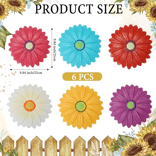 Landical 6 Pack Decorative Stepping Stones for Garden 10 Inch Cement Flower Stepping Stones Decoration for Patio Walkway Yard Outdoor (Daisy)
