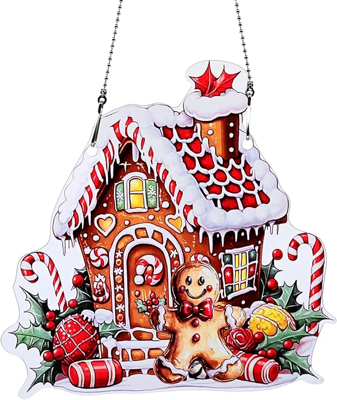 Gingerbread Man Ornaments Colorful Window Hanging Decorations Home Wall Decor for Indoor Outdoor