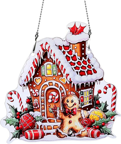 Gingerbread Man Ornaments Colorful Window Hanging Decorations Home Wall Decor for Indoor Outdoor