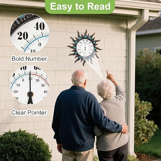 Indoor Outdoor Thermometer, Hummingbird Wall-Mounted Outdoor Thermometers Waterproof Decorative for Patio, Garden, Yard, Room, Large Number Easy to Read No Batteries Required