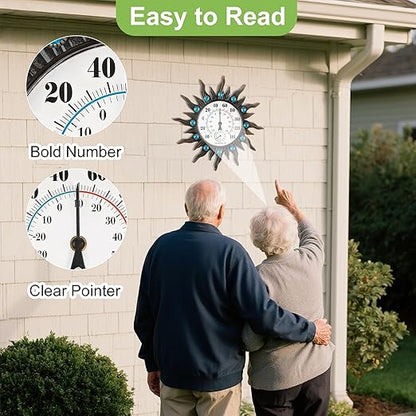 Indoor Outdoor Thermometer, Hummingbird Wall-Mounted Outdoor Thermometers Waterproof Decorative for Patio, Garden, Yard, Room, Large Number Easy to Read No Batteries Required
