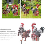 FILFEEL Metal Rooster Statue Ground Stake Iron Art Chicken Ornament for Lawn Garden Festival Decoration