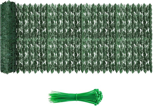 Artificial Ivy Privacy Fence Screen - 160''(L) x 40''(W) Realistic Greenery Wall Panels Green Leaves for Outdoor Balcony, Patio or Garden Decor, Faux Grass Backdrop Panel