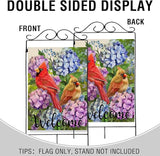 Artofy Welcome Summer Cardinal Red Birds Large Decorative House Flag, Hydrangea Flowers Yard Garden Outside Decor, Spring Floral Burlap Outdoor Home Decoration Double Sided 28 x 40