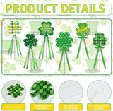 Cinrobiye 6 Pcs Metal St.Patrick's Day Planter Stakes Irish Table Centerpiece Lucky Shamrock Garden Stake Outdoor Lawn for St.Paddy's Day Garden Greetings Home Farmhouse Decor (Shamrock)