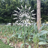 Unique and Magical Metal Windmill, 3D Wind Kinetic Sculpture, Wind Spinner Solar, Lawn Solar Wind Spinners for Yard and Garden, Wind Catchers Metal Outdoor Patio Decoration (1 PCS -Silver)