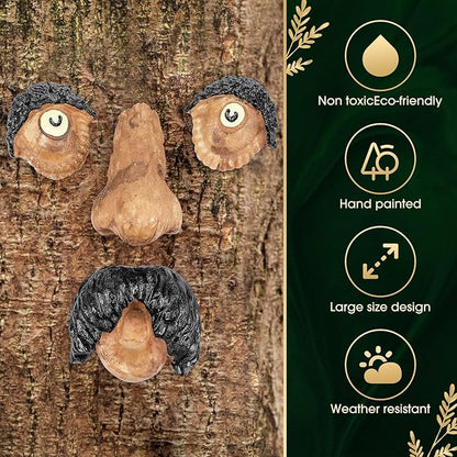 Vercraft 3 Pack Tree Face Decor Outdoor with Screws Old Man Ghost Tree Art for Easter Halloween Garden Outdoors and Indoors(Classic Style)