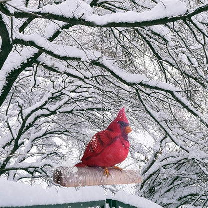 Mini Red Cardinal Bird Ornament On A Tree for Outdoor Indoor Use,Tree Statue Figurines Garden Decor 4.7L X4H