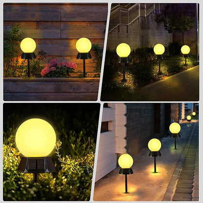 BlcTec Solar Pathway Lights Outdoor, Warm White Path Lights with 3-Sided Solar Panels, 18H Runtime, IP65 Waterproof, Auto On/Off for Patio, Garden, Lawn, Driveway, Yard, Landscape Decor, 4 Pack
