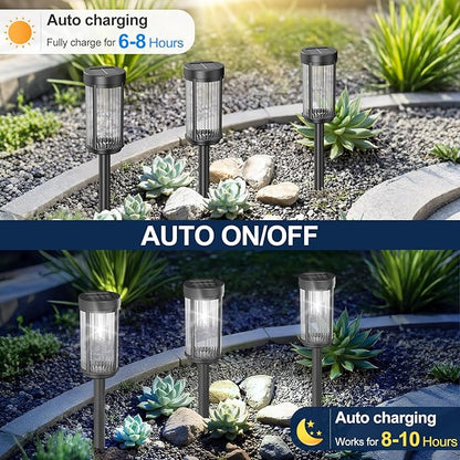 EXCMARK 12 Pack Outdoor Solar Lights Waterproof for Yard Garden Walkway Pathway Lawn Decorative Contemporary Landscape Lighting. (Cool White Light, 12)
