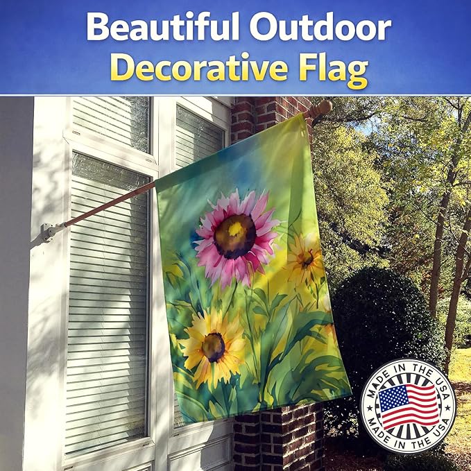 Caroline's Treasures Kentucky Goldenrod in Watercolor House Flag Large Porch Sleeve Pole Decorative Outside Yard Banner Artwork Wall Hanging, Polyester, House Size, Multicolor