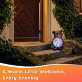 Lavezee Black Bear Statue Outdoor Garden Decor, Bear Figurine Holding Glowing Orb for Garden, Patio, Yard Decor