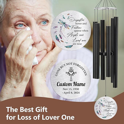 Pwesionalized Sympathy Wind Chimes 30 inch, Memorial Gift for Loss of Mom/Dad/Grandma/Loved one, 42inch Customized Bereavement Gift Idea for Condolences Funeral