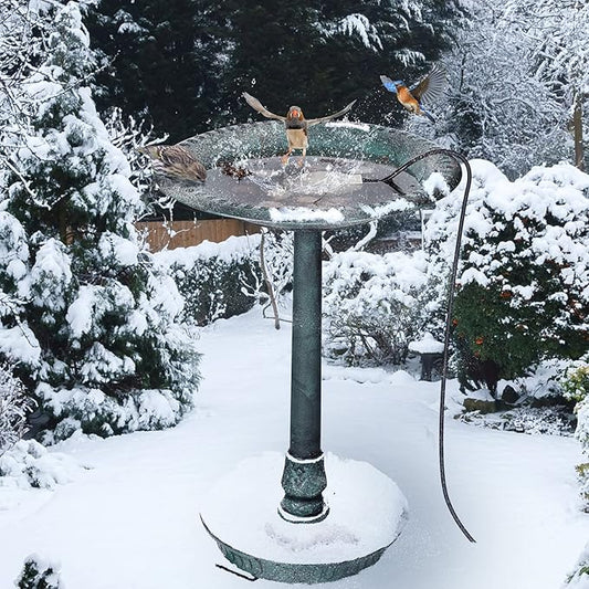 1 Pack Upgrade Bird Bath Heater for Outdoors in Winter, Pond Deicer 60 Watts Birdbath Deicer Water Heater Thermostatically Controlled with Auto Shut off Function for Patio Lawn (White)