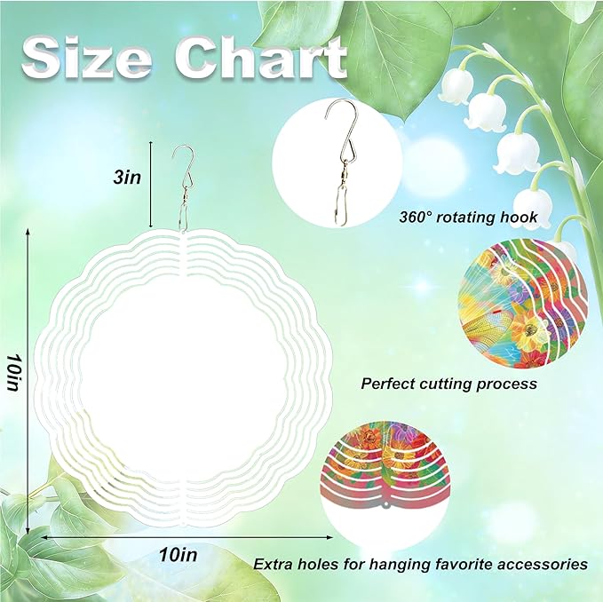 10x10 Inch Wind Spinner Outdoor Hanging Cute Calf Sunflower Daisy Meadow Metal Kinetic Spiral Ornament for Yard Garden Patio Porch Balcony Tree Window Decor Gift