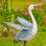 Zaer Ltd. Set of 2 44" Tall Blue and White Metal Egret Garden Figurines
