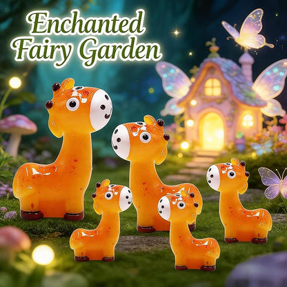 Mini Giraffe Figurines for Fairy Garden - 50 Pack Yellow Resin Animals for Terrarium Decorations, DIY Miniature Landscape & Dollhouse Accessories