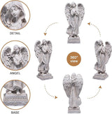 basen Praying Angel Garden Statue, Outdoor Memorial Angel Figurine for Garden Yard Lawn Patio, Resin Angel Sculpture Decoration for Grave Memorial, Cemetery Ornament Sympathy Gift