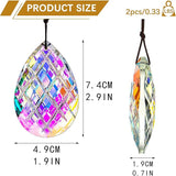 HDCRYSTALGIFTS Set 2 Crystal Sun Catcher Prisms Pendant for Window Hanging Decor,3inch AB Colored Crystal Suncatchers Rainbow Maker Light Catcher for Home Indoor Garden Christmas Tree Ornament