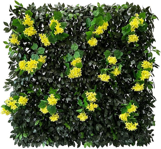 GLANT Expandable Fence Privacy Screen for Balcony Patio Outdoor,Decorative Faux Ivy Fencing Panel,Artificial Hedges (Single Sided Leaves) (4, Branches -Yellow Muxiang)