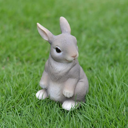 Rabbit Statue Outdoor Decor for Garden, 4.95" Fairy Yard Figurines Home Sculptures for Lawn Patio Front Porch Backyard