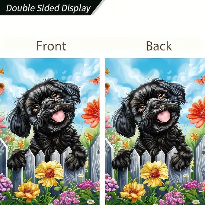 BlissYard Welcome Spring Summer Garden Flag Shih Tzu Dog 12 X18 Inch Double Side Colorful Flowers Yard Flag Butterfly Puppy Banner Seasonal Yard Flag Outdoor Decoration for Porch Lawn Patio Flower