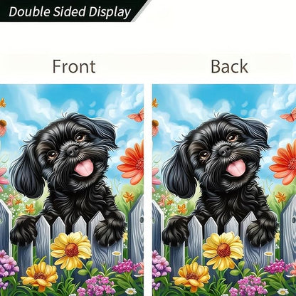BlissYard Welcome Spring Summer Garden Flag Shih Tzu Dog 12 X18 Inch Double Side Colorful Flowers Yard Flag Butterfly Puppy Banner Seasonal Yard Flag Outdoor Decoration for Porch Lawn Patio Flower