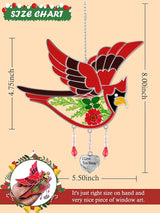 KY&BOSAM Gifts for Nana Cardinal Suncatcher I Love You Nana Stained Glass Suncatchers for Windows Hanging Wind Chime Pressed Flowers and Heart Charm for Mom Grandkids Christmas Decor