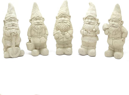 Garden Gnome with Hatchet: Solid Durable Stone Statue with Vintage Texture. Sealed for Outdoor Use. Handcrafted USA. (Classic/White)