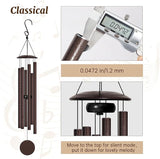 Large Aluminium Wind Chimes 38" with Classic Sound, Coolest Metal Windchimes Outdoors with Pine Wood Striker, Unique Gift for Mom, Garden Decoration(38" Brown)