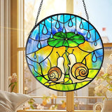 Stained Glass Suncatcher Window Hanging, Glass Sun Catchers Window Art, Suncatcher for Grandma/Mom/Women (Snail)
