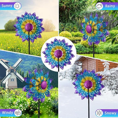 Large Wind Spinners Outdoor,Wind Spinner for Yard Metal Wind Sculptures & Spinners 82.8 Inch Windmill Kinetic Yard Art for Patio,Lawn & Garden Decor