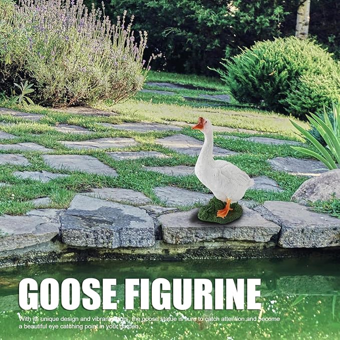 Garden Statues Goose Figurine Farm Animal Sculpture Lifelike Outdoor Statue for Pond Garden Decor Unique Design with Vibrant Colors Yard Ornaments Decor