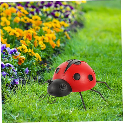 LIOOBO 3pcs Ladybug Garden Statues Iron Ladybug Ornaments for Outdoor Decor Garden Sculptures Statues