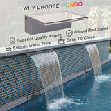 12'' APP Control Waterfall Spillway with RGB LED Lights, Acrylic Pond Fountain Set for Outdoor Decorations, Patio Pool Kit on The Wall for Garden w/16 Color Changing, Easy Installation