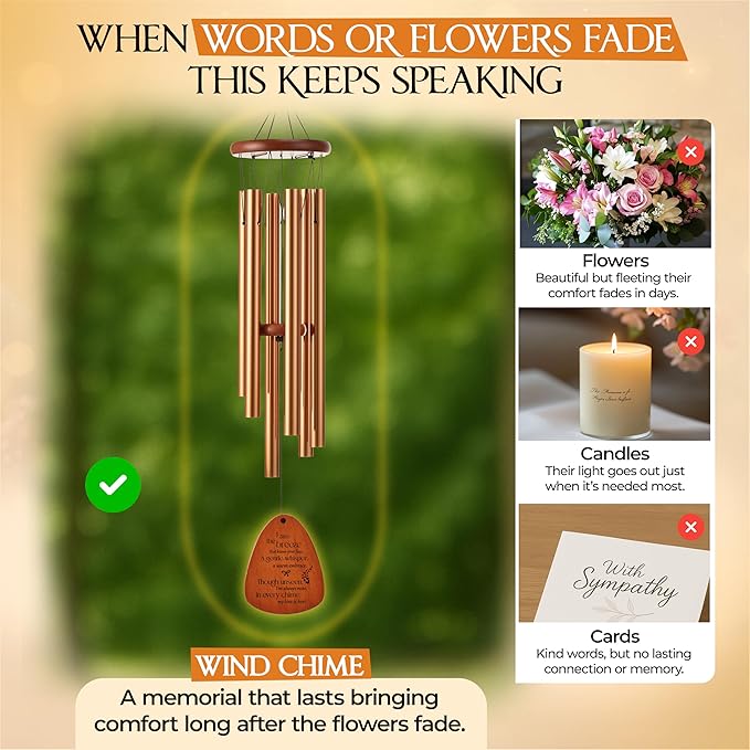 32 Inch Memorial Wind Chimes Outdoor, Sympathy Gifts for Loss of Loved One, Memorial Gifts for Loss of Mom, Sympathy Wind Chimes for Mother, Father, Brother, Sister
